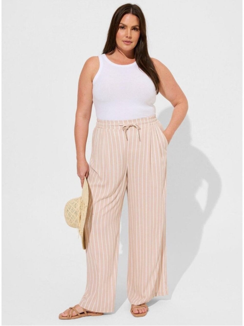 Torrid Mushroom Striped Pull-On Wide Leg Pants Plus Size 1 (14/16)